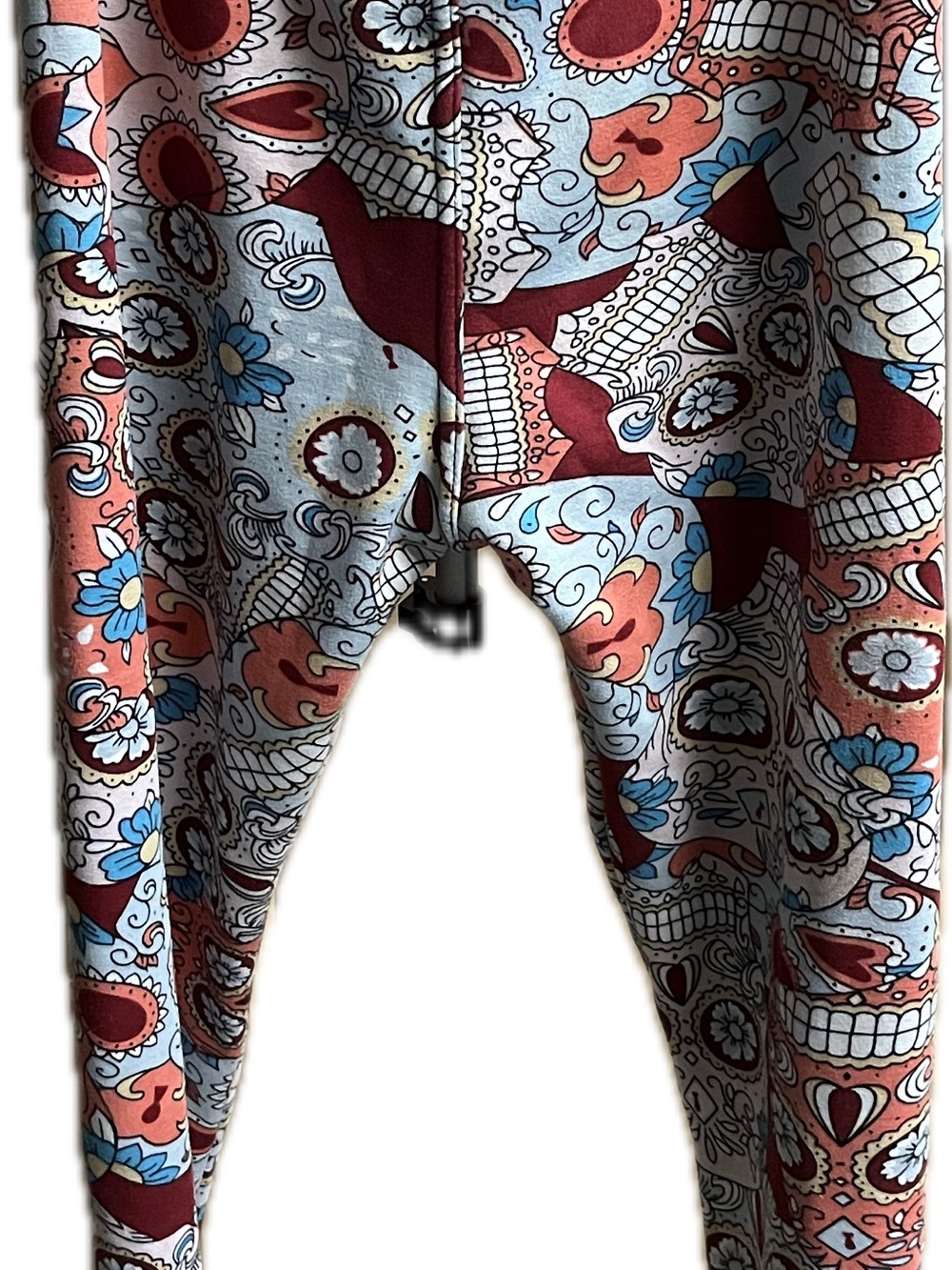 Just Cozy Fleece lined Leggings - Multicolor Floral & Sugar Skull Print